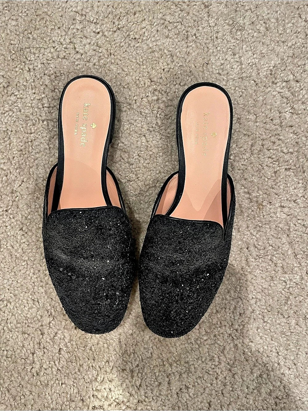 Kate Spade Glitter Mule Slides in Black